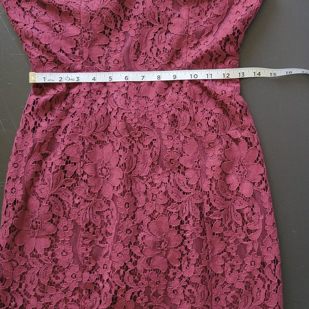 Lulu’s Classic/Elegant Mini Bodycon Dress, M, Lined, Sleeveless, Lace, Burgundy - Picture 8 of 8